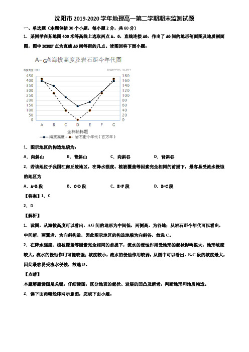 沈阳市2019-2020学年地理高一第二学期期末监测试题含解析