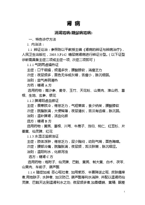 糖尿病肾病中医诊疗方案