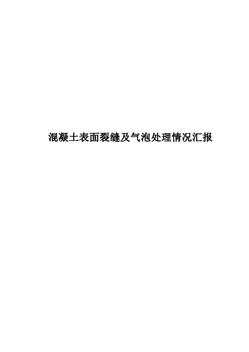 混凝土表面裂缝及气泡处理情况汇报