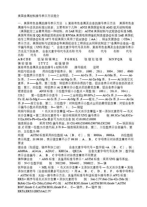 美国金属材料牌号表示方法简介