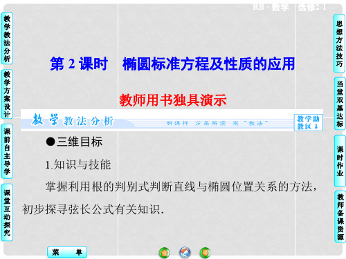 高中数学 2.2.2 第2课时 椭圆标准方程及性质的应用课件 新人教B版选修21