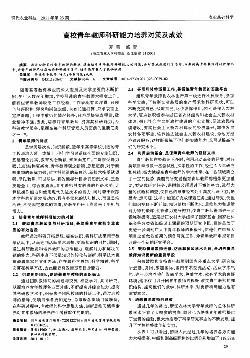 高校青年教师科研能力培养对策及成效