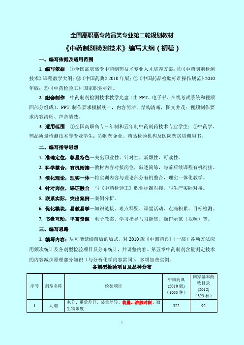 中药制剂检测技术编写大纲