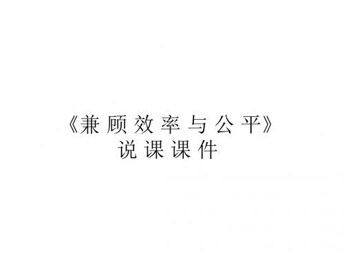 高一政治兼顾效益与公平2(2019新)