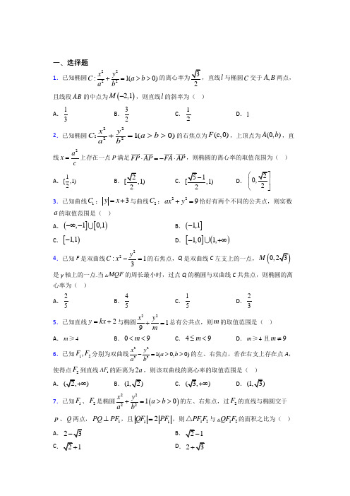 山东师范大学附属中学高中数学选修2-1第三章《圆锥曲线与方程》检测题(答案解析)