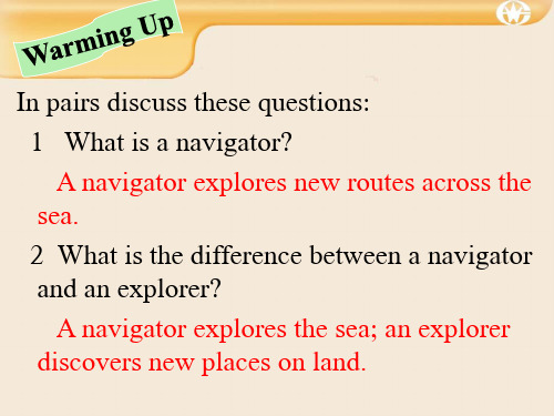 高中英语 Unit2《Sailing the oceans》Textbook课件 新人教版选修9