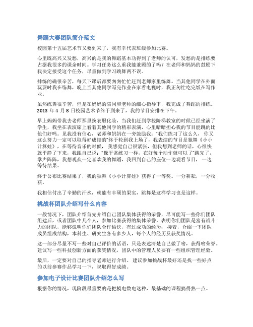 参赛团队介绍范文