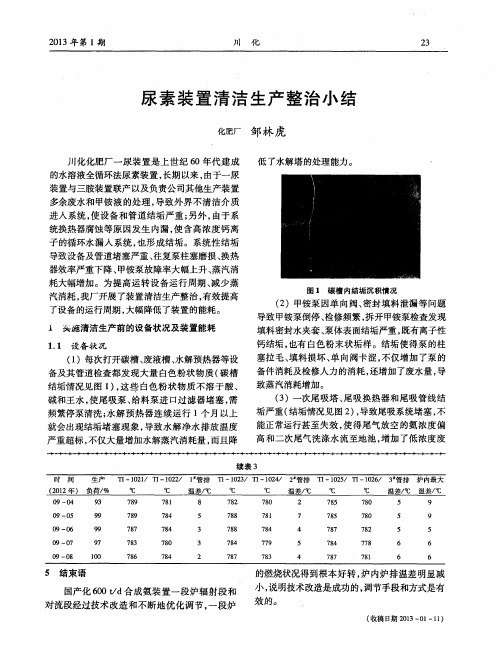 尿素装置清洁生产整治小结
