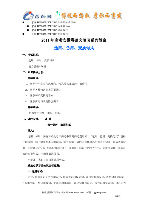 名师点评2011年高考安徽卷语文复习系列教案