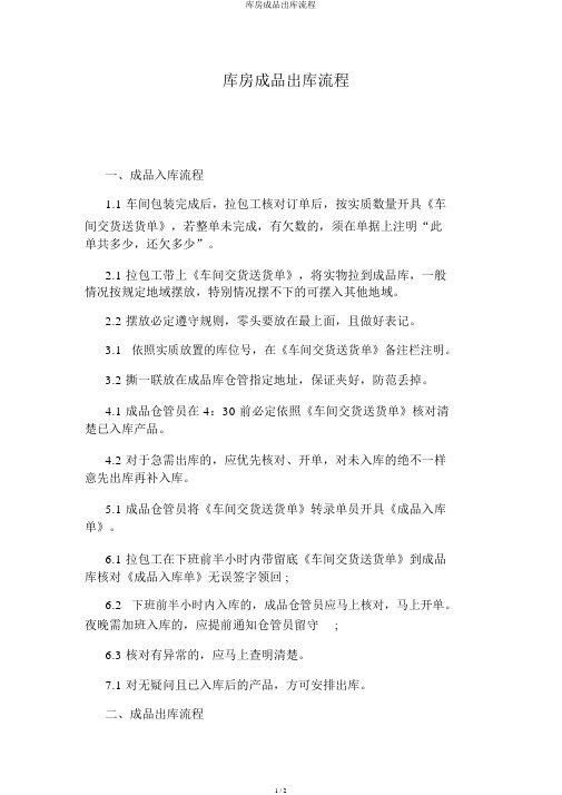 仓库成品出库流程