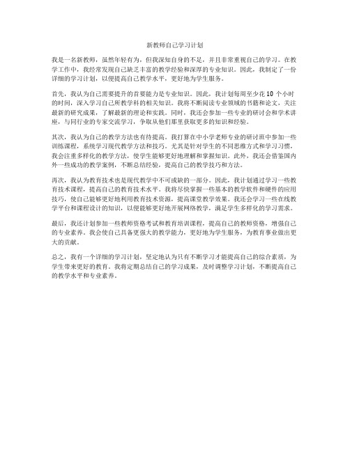 新教师自己学习计划