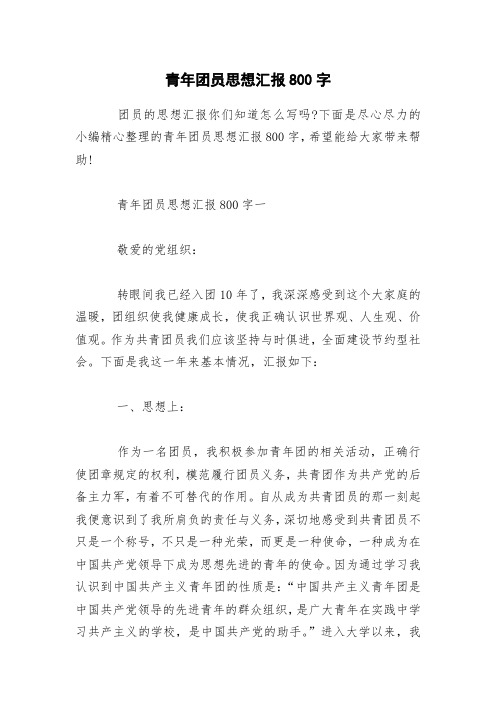 青年团员思想汇报800字