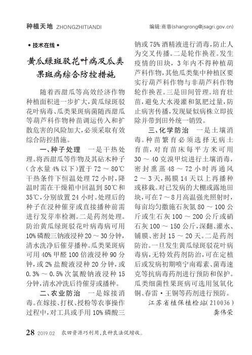 黄瓜绿斑驳花叶病及瓜类果斑病综合防控措施