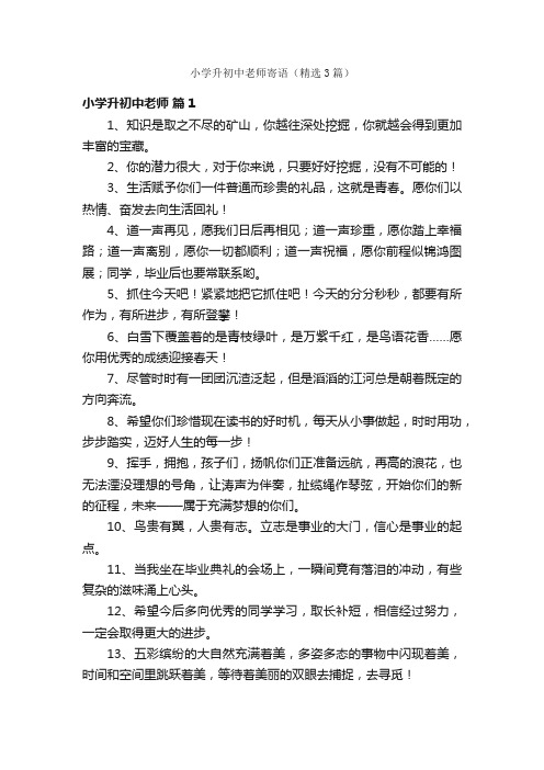 小学升初中老师寄语（精选3篇）