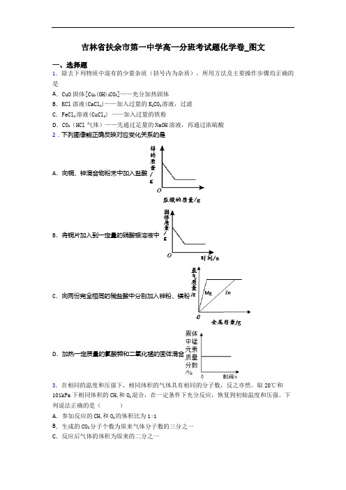 吉林省扶余市第一中学高一分班考试题化学卷_图文