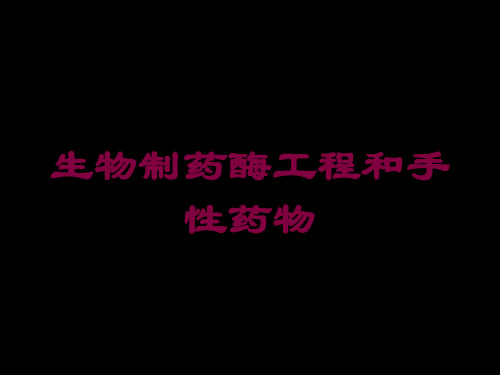 生物制药酶工程和手性药物培训课件