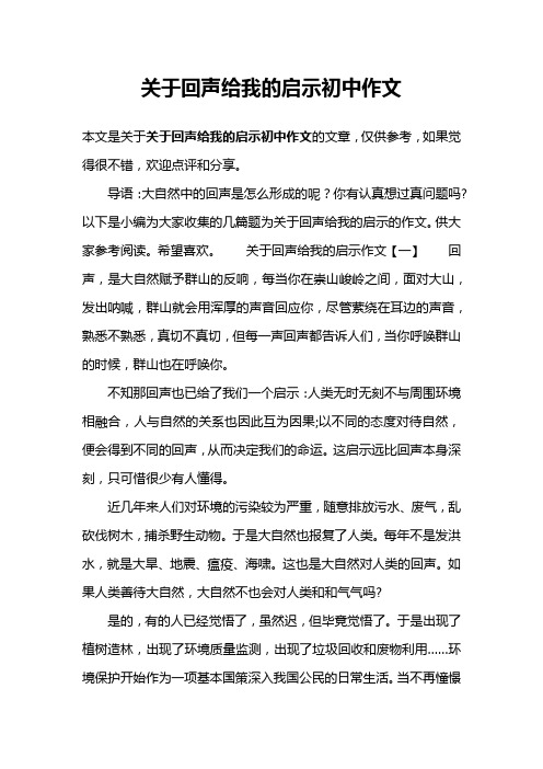 关于回声给我的启示初中作文