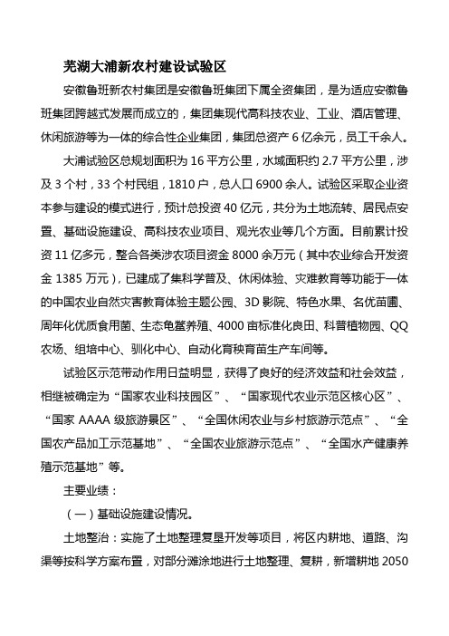 芜湖大浦新农村建设试验区