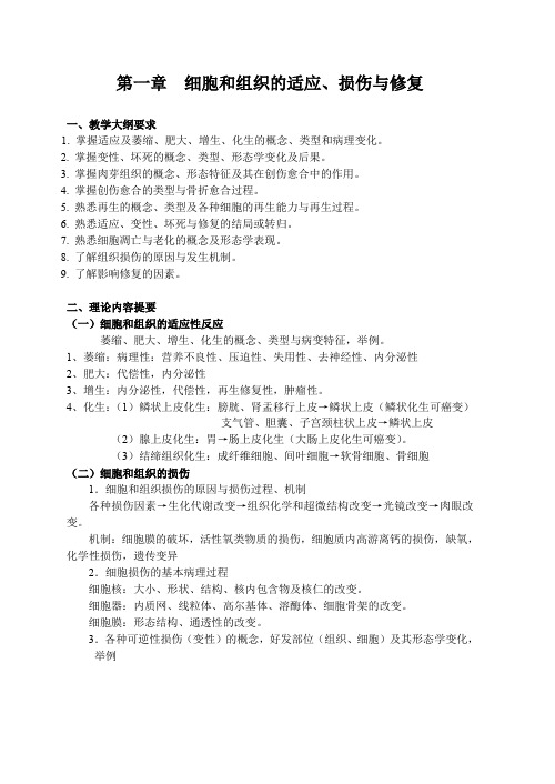 第一章  细胞和组织的适应、损伤与修复