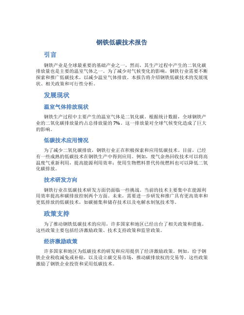 钢铁低碳技术报告