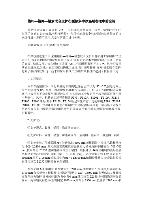 锚杆—锚网—锚索联合支护在缓倾斜中厚煤层巷道中的应用