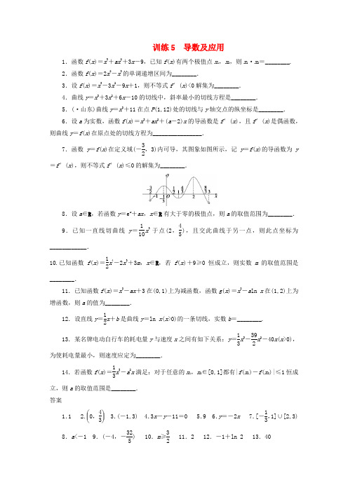 【步步高】高考数学 考前三个月抢分训练5 导数及应用.doc