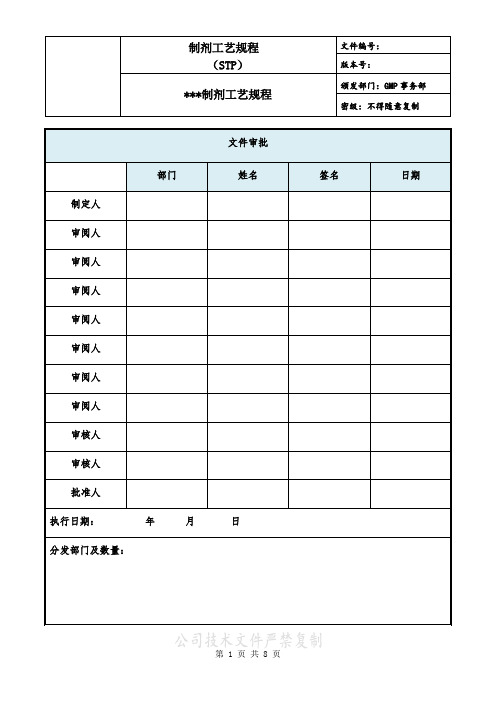制剂工艺规程模板