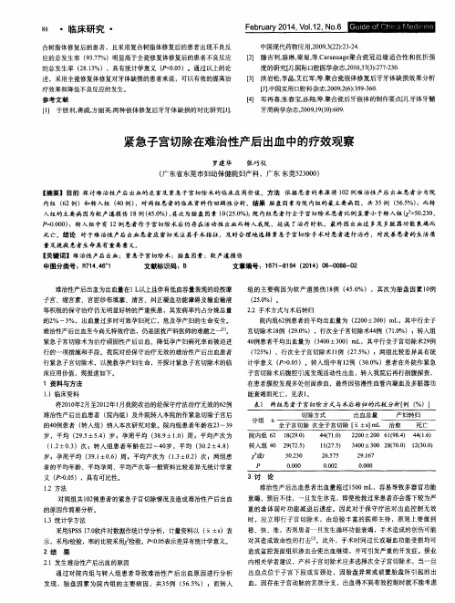紧急子宫切除在难治性产后出血中的疗效观察