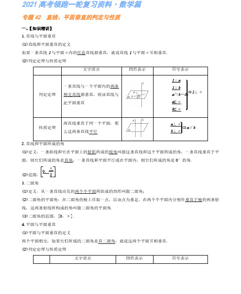 专题42 直线、平面垂直的判定与性质-高考数学复习资料(解析版)