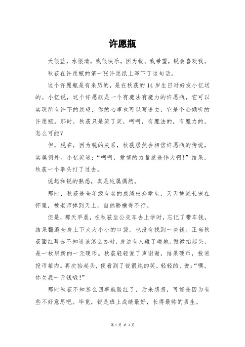 许愿瓶_高二作文
