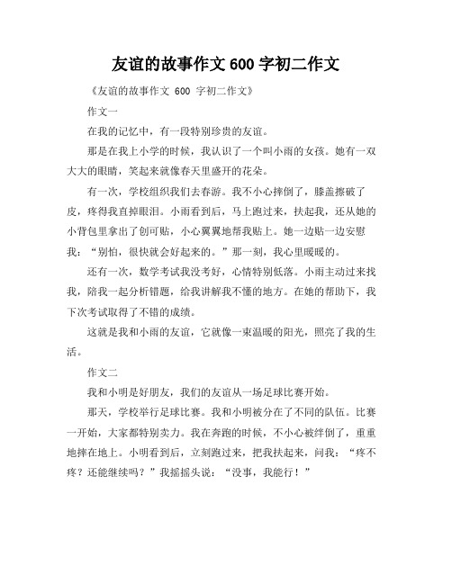 友谊的故事作文600字初二作文