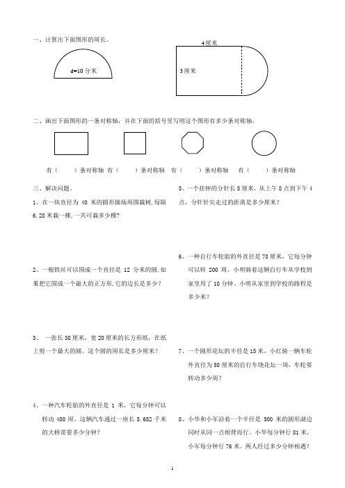 圆的周长练习题 (1)