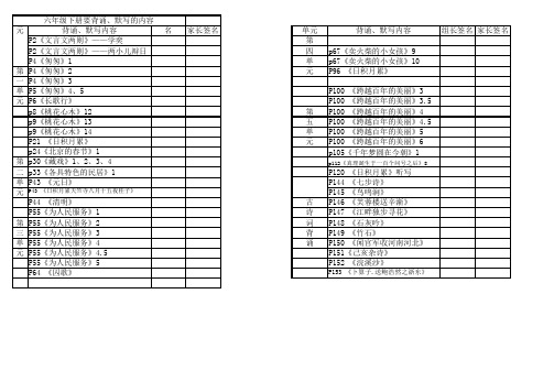 六下背书单子 工作表 (1)