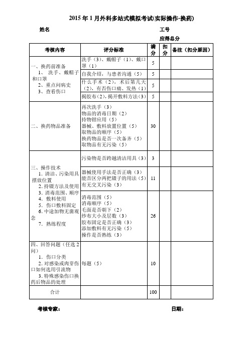 外科操作换药评分