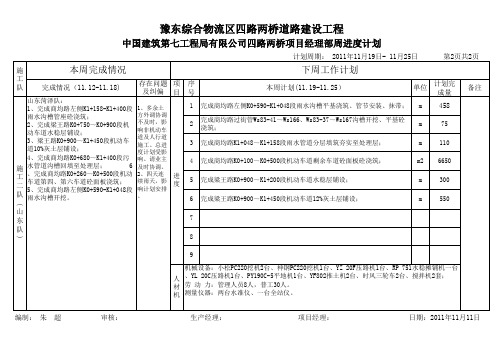 山东队周计划11月19日- 11月25日