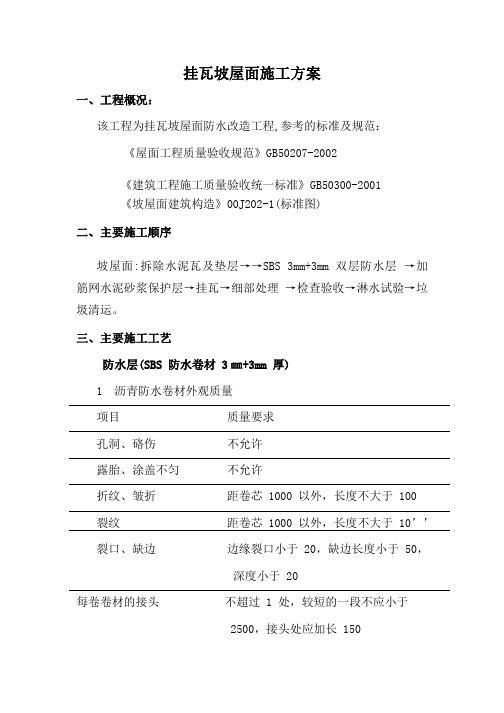 挂瓦坡屋面施工方案