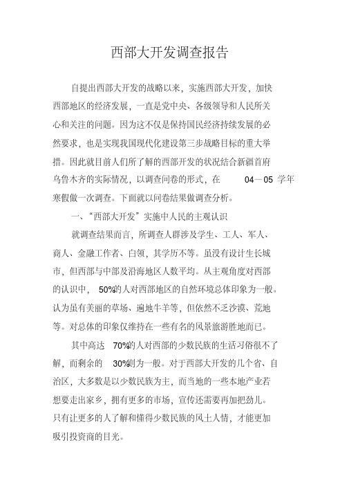 西部大开发调查报告