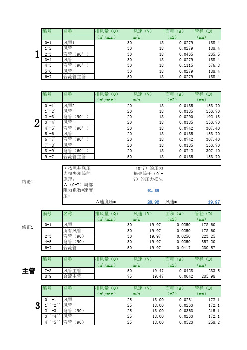 风管压损计算