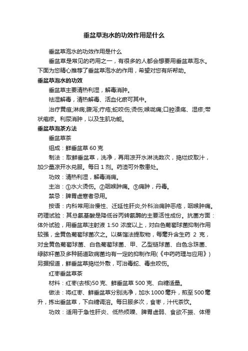 垂盆草泡水的功效作用是什么