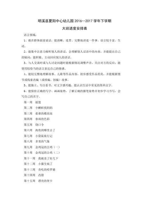 2015~2016学年下学期大班进度表