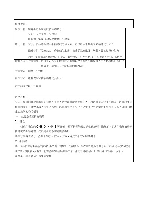 高中生物《生态系统的物质循环(2)》优质课教案、教学设计