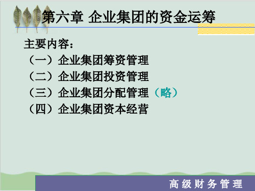 企业集团的资金运筹管理PPT课件( 41页)