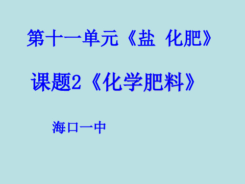 【全国百强校】海南省海口市第一中学人教版九年级化学下册课件：第十一单元 课题2 化学肥料(共35张PPT)