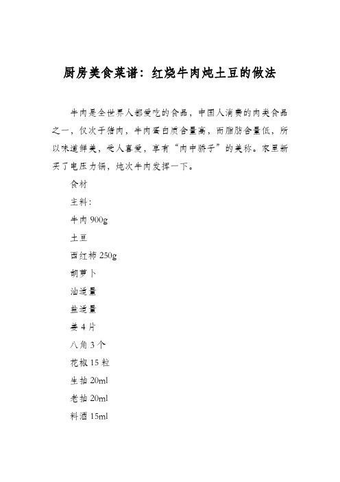 厨房美食菜谱：红烧牛肉炖土豆的做法