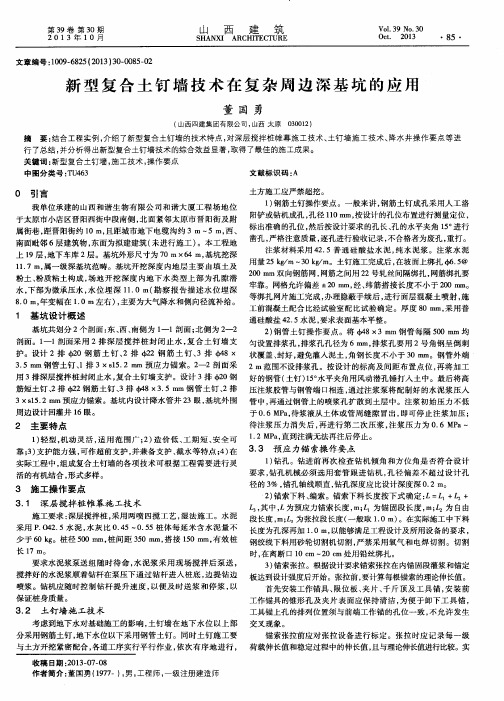 新型复合土钉墙技术在复杂周边深基坑的应用