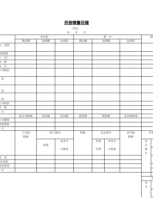 【专业文档】月份销售日报表.doc