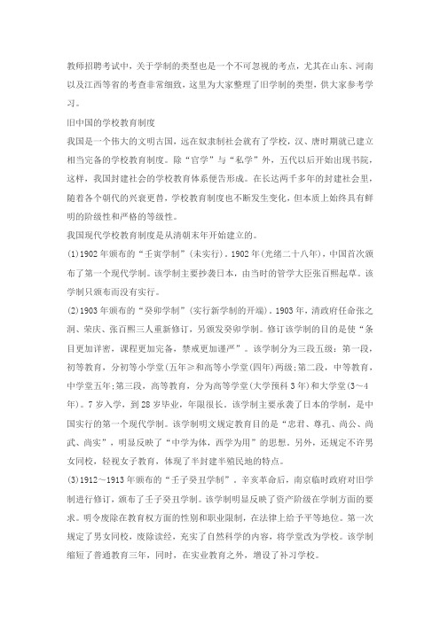 教育学考点：旧中国学制