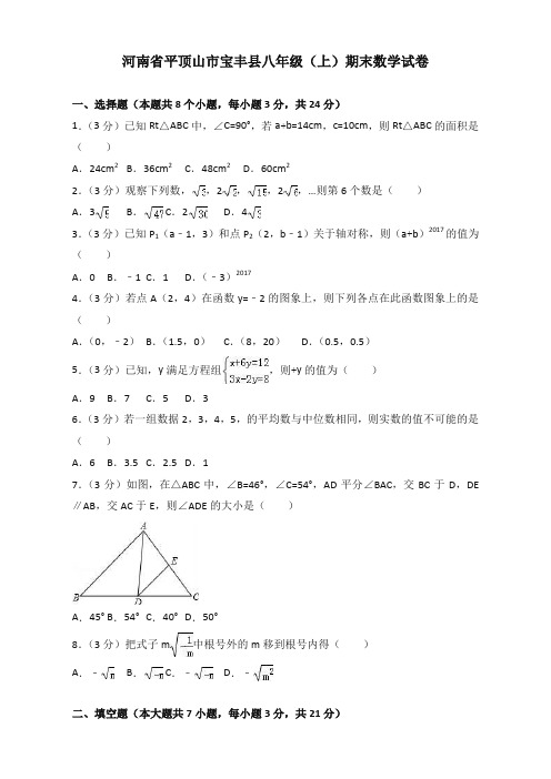 2019-2020年平顶山市宝丰县八年级上册期末数学试卷(有答案)【标准版】