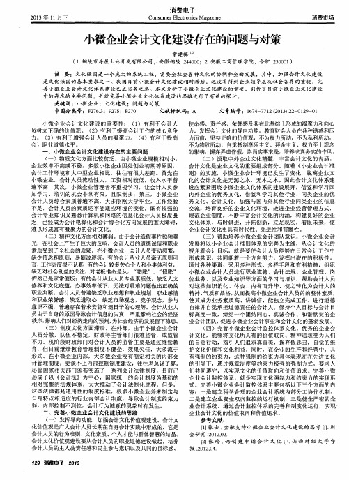 小微企业会计文化建设存在的问题与对策