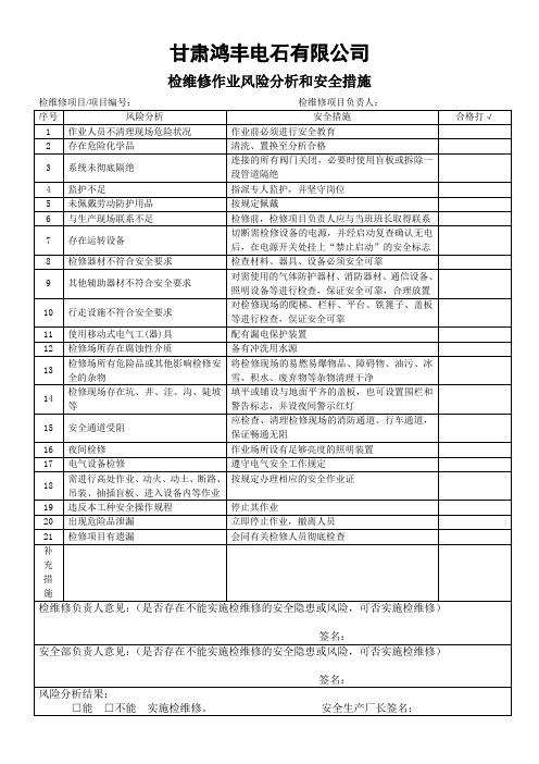 I检维修风险分析